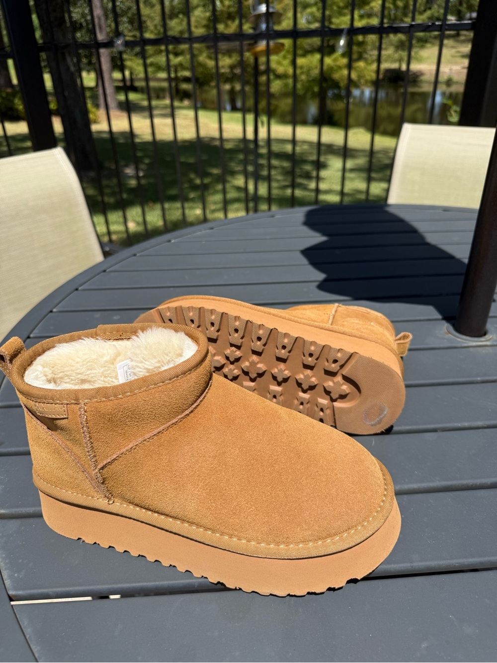 XXITIAO Womens Platform Mini Boots Chestnut Size 7.5